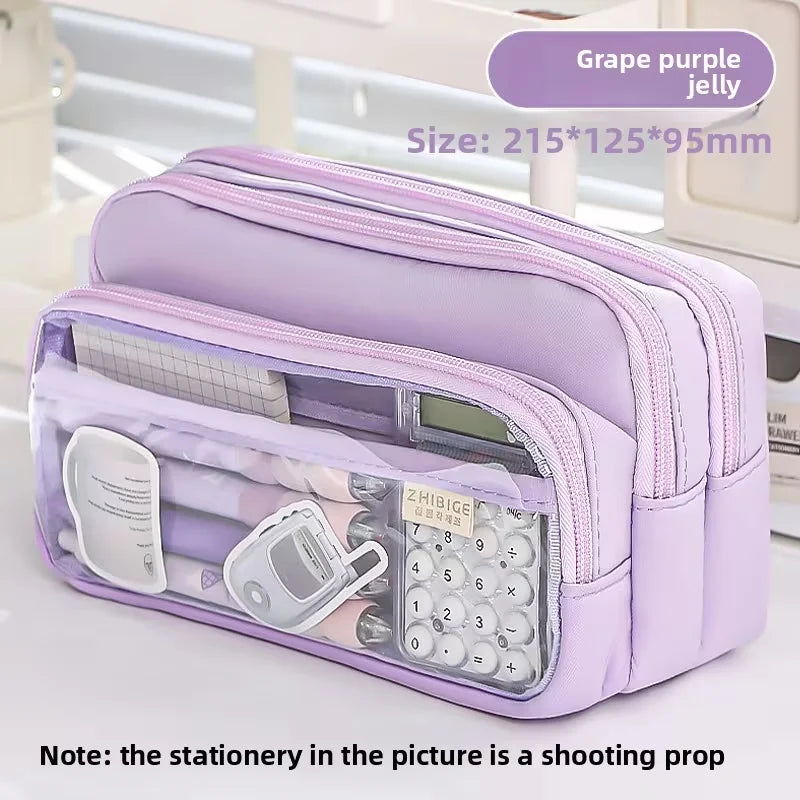 Pencil case, large size, fashionable design, multi-functional storage bag, student stationery bag
