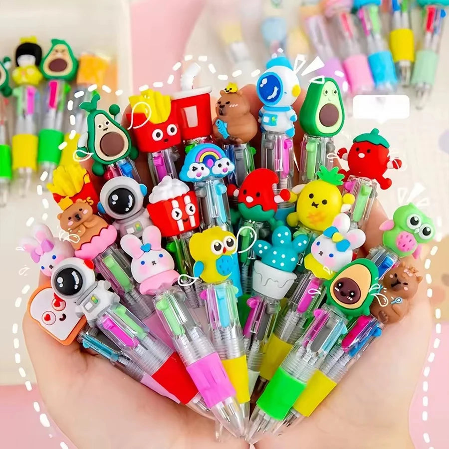 5-20 Pcs Cute Cartoon Four-color Pen for Kids Birthday Kindergarten