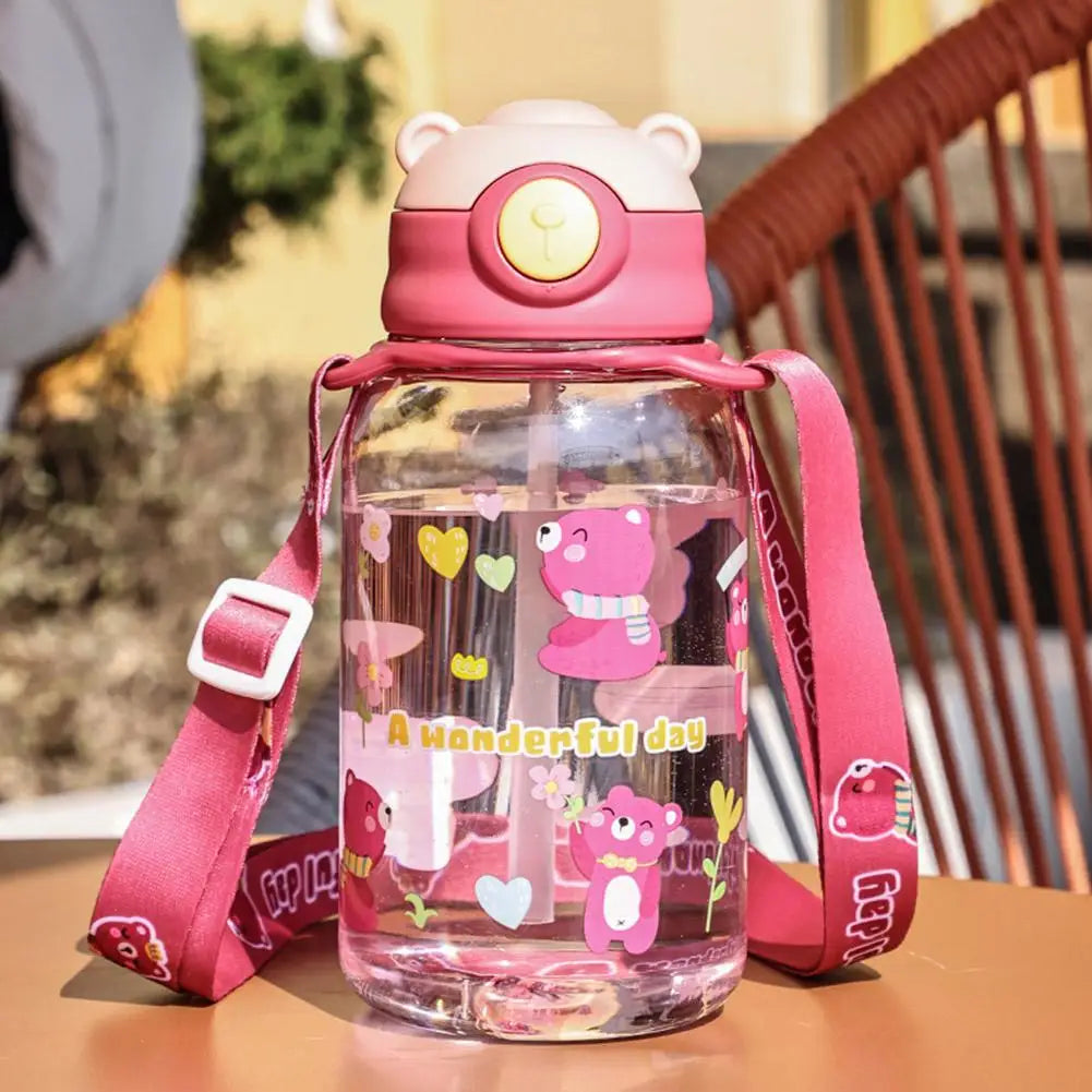 Cute Kids Water Bottle with Straw Free BPA Leakproof Outdoor Portable Children's Cups