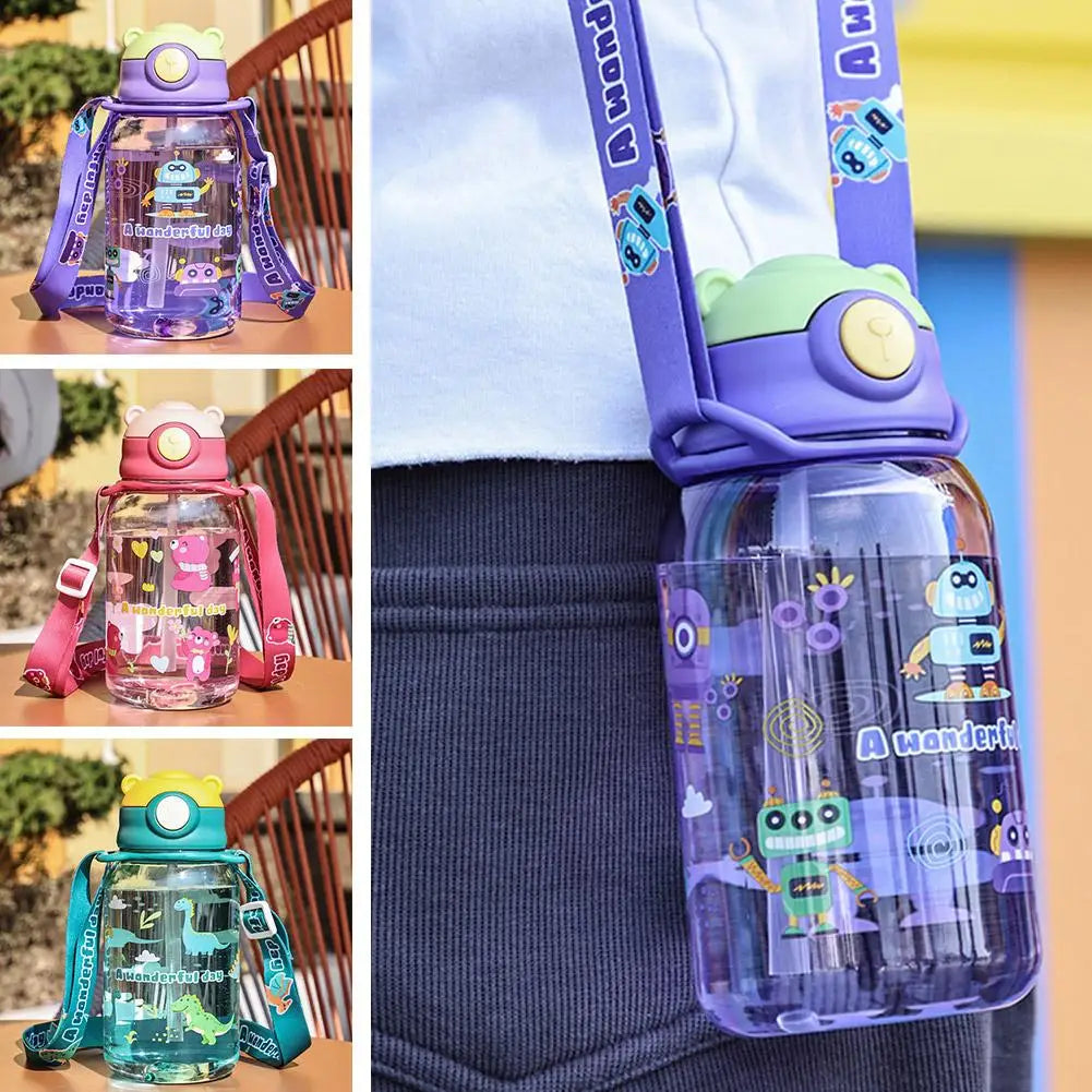 Cute Kids Water Bottle with Straw Free BPA Leakproof Outdoor Portable Children's Cups