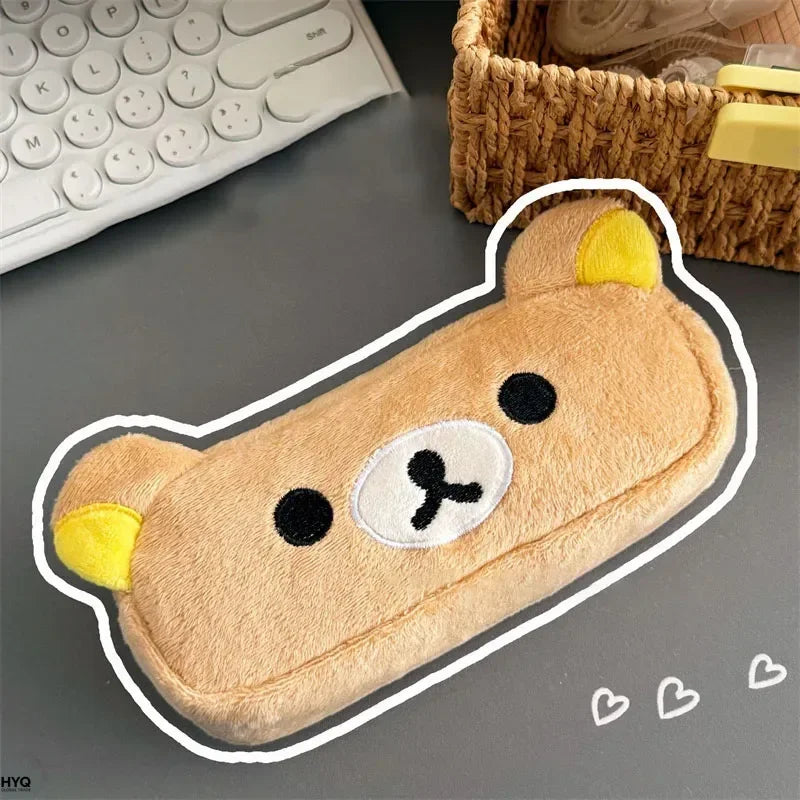 Kawaii Rilakkuma Pencil Cases For Kids Girls Cute Cartoon Bear Pencil Pouch Organizer