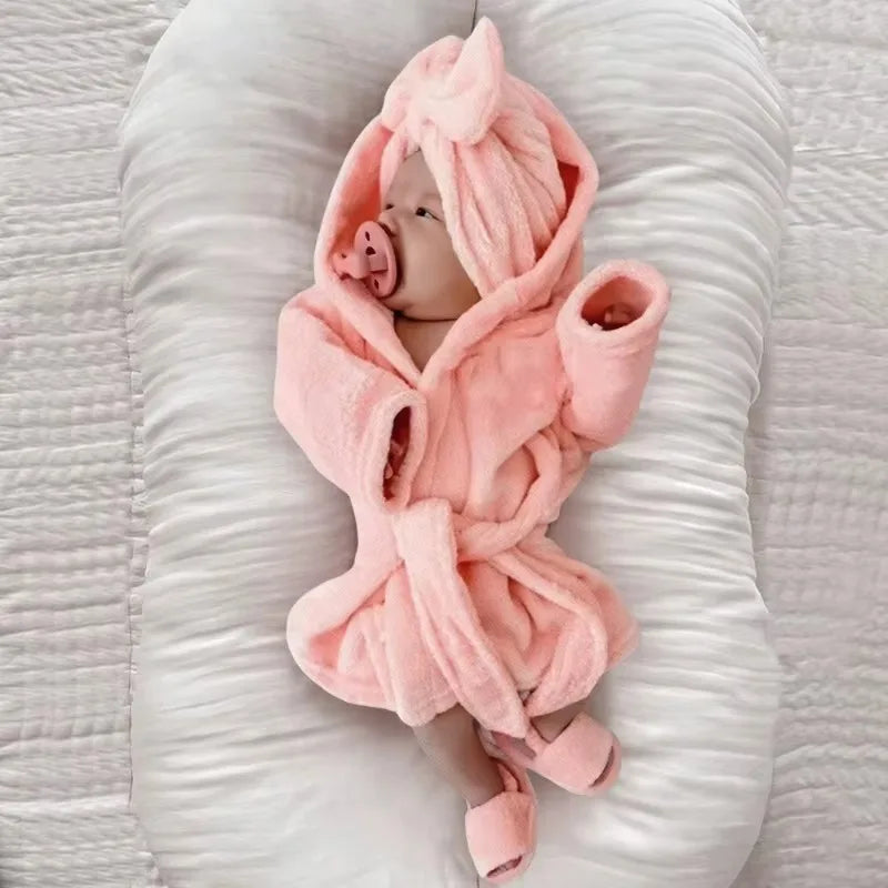 Baby Bathrobe Set Newborn Photography Cute Bath Robe