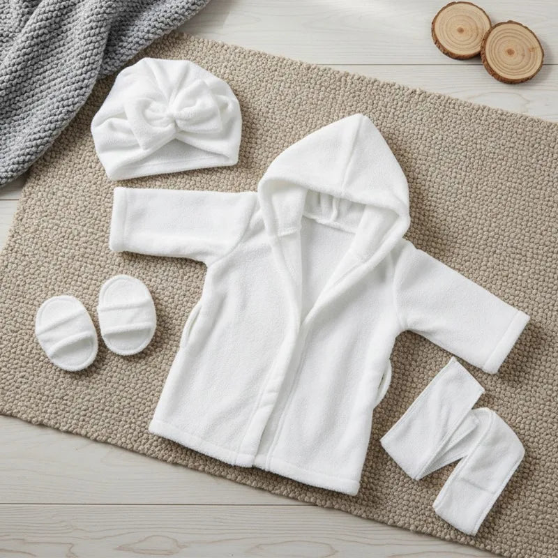 Baby Bathrobe Set Newborn Photography Cute Bath Robe