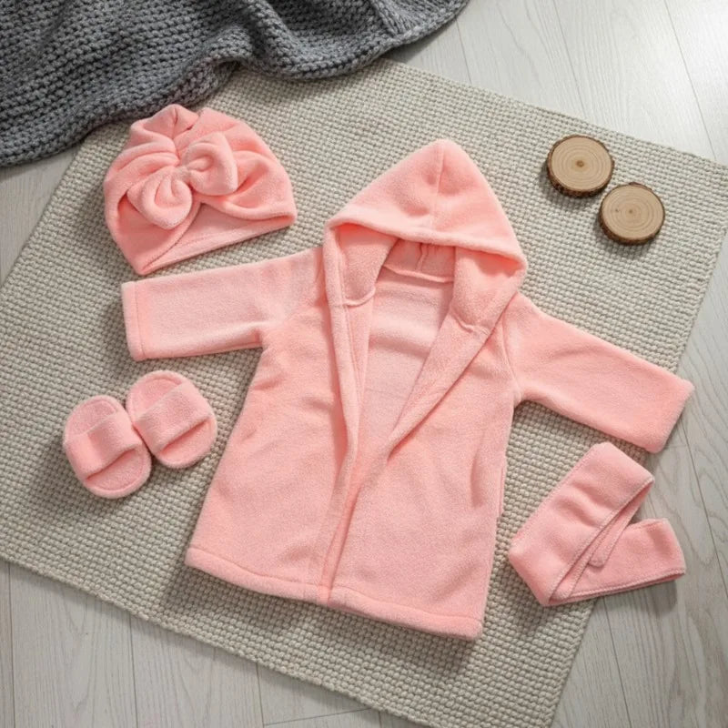 Baby Bathrobe Set Newborn Photography Cute Bath Robe