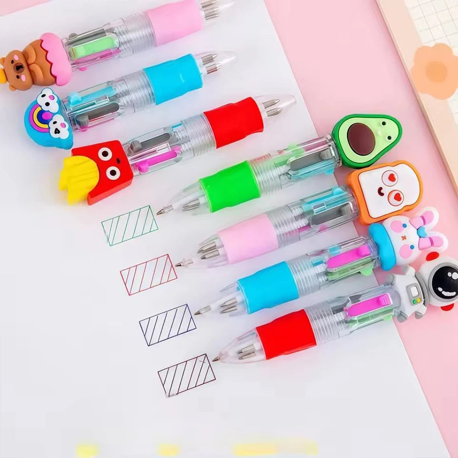5-20 Pcs Cute Cartoon Four-color Pen for Kids Birthday Kindergarten