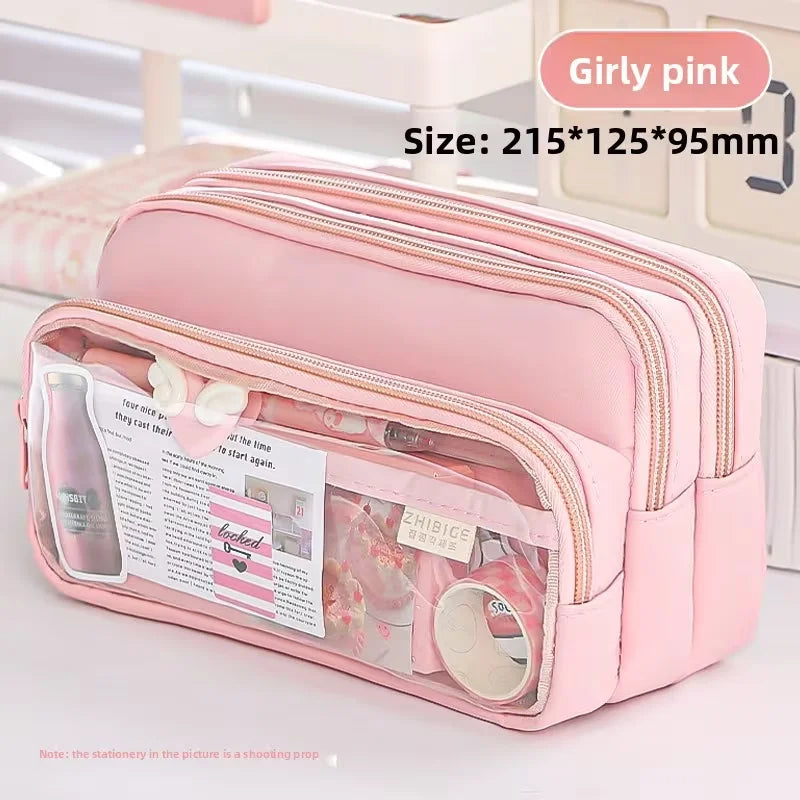 Pencil case, large size, fashionable design, multi-functional storage bag, student stationery bag