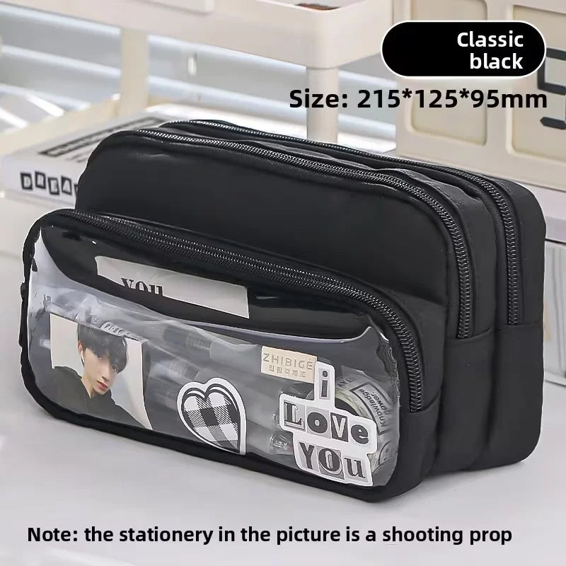 Pencil case, large size, fashionable design, multi-functional storage bag, student stationery bag