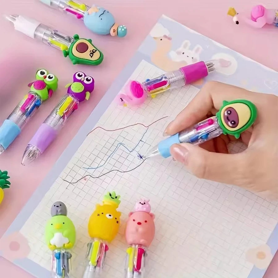 5-20 Pcs Cute Cartoon Four-color Pen for Kids Birthday Kindergarten