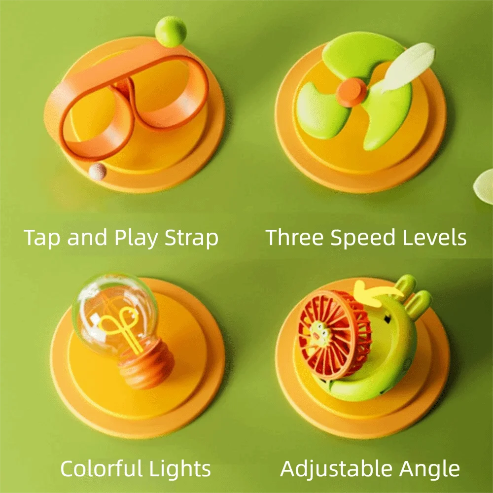 Handheld Mini Fan Mini Kids Wearable Fan Soft 3 Speeds Cartoon Watch Design Fan USB Rechargeable Watch Toy Bracelet Fan Children