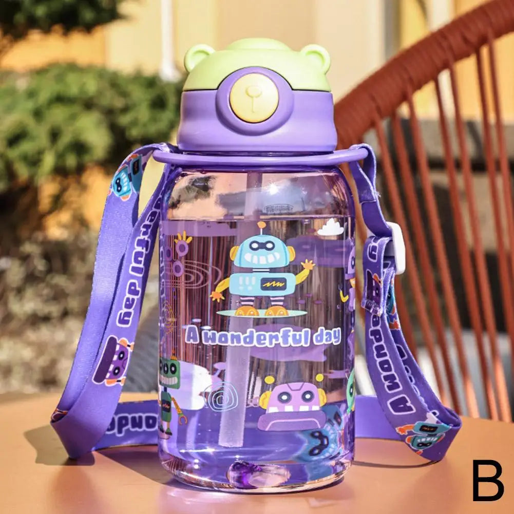 Cute Kids Water Bottle with Straw