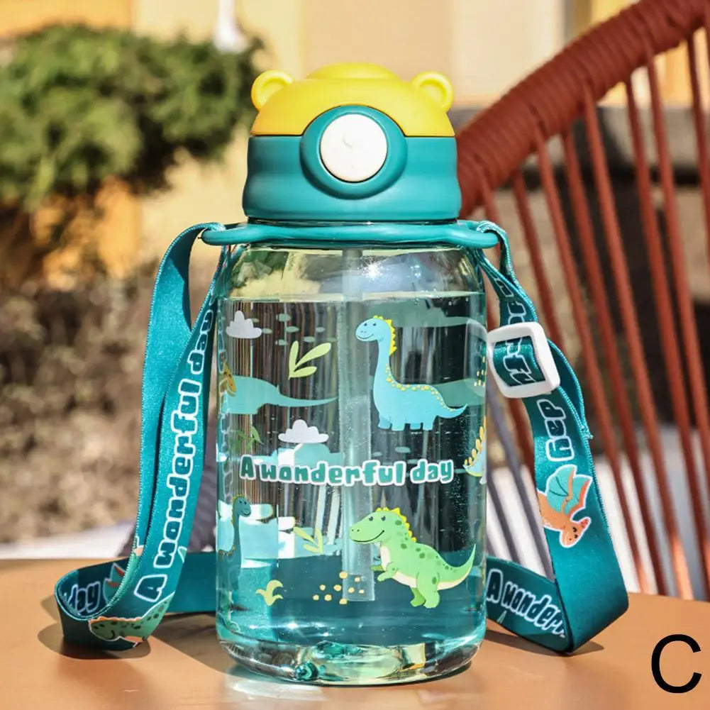 Cute Kids Water Bottle with Straw Free BPA Leakproof Outdoor Portable Children's Cups
