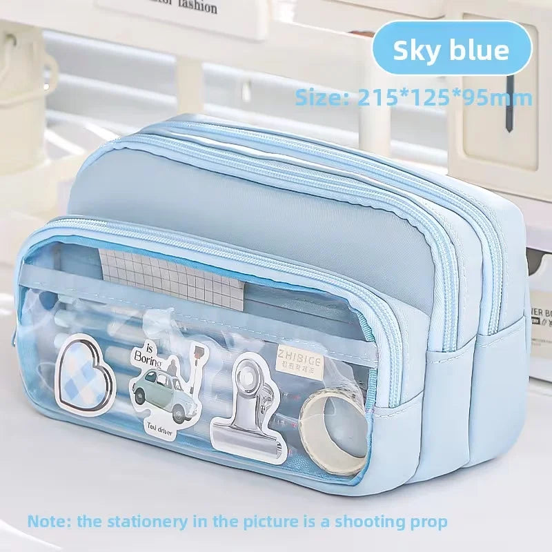 Pencil case, large size, fashionable design, multi-functional storage bag, student stationery bag