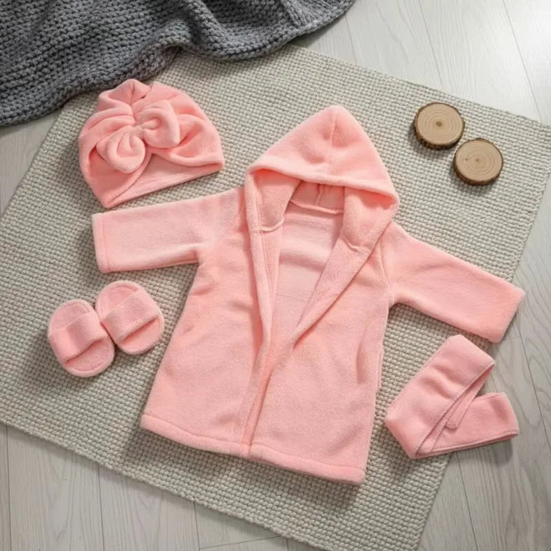 Baby Bathrobe Set Newborn Photography Cute Bath Robe