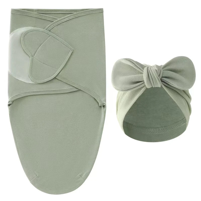 0-6 Months Baby Swaddle and Hat Set
