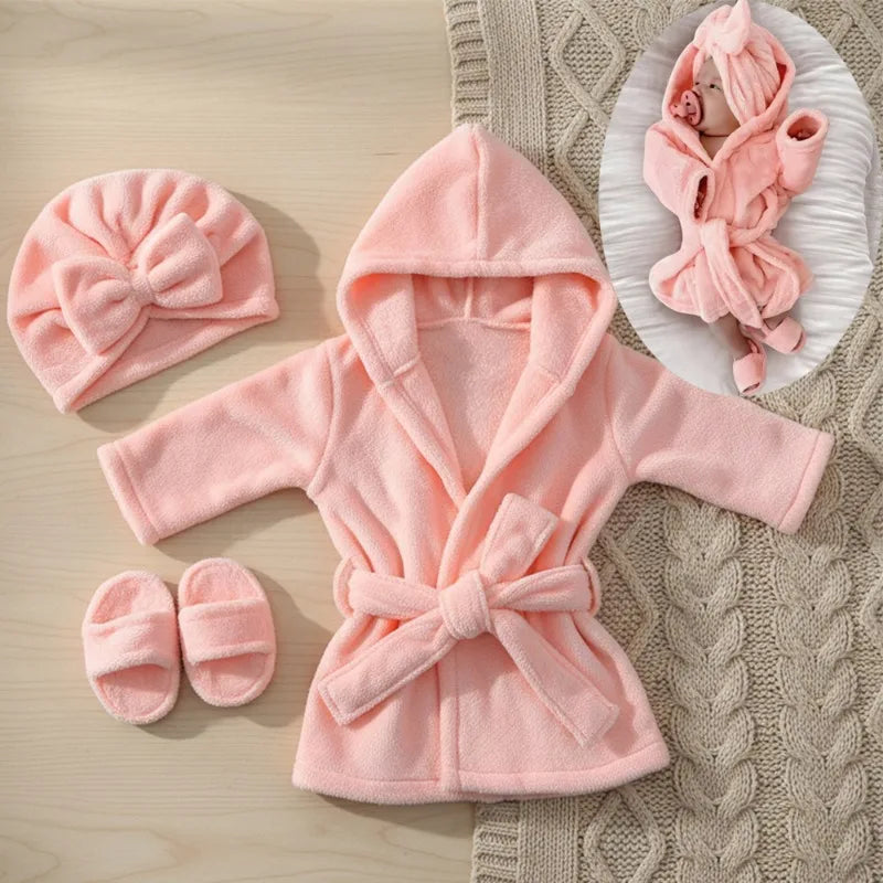 Baby Bathrobe Set Newborn Photography Cute Bath Robe