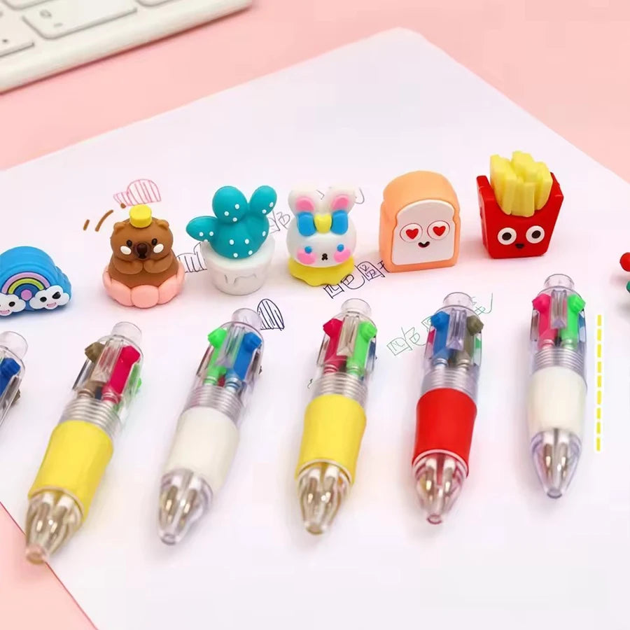 5-20 Pcs Cute Cartoon Four-color Pen for Kids Birthday Kindergarten