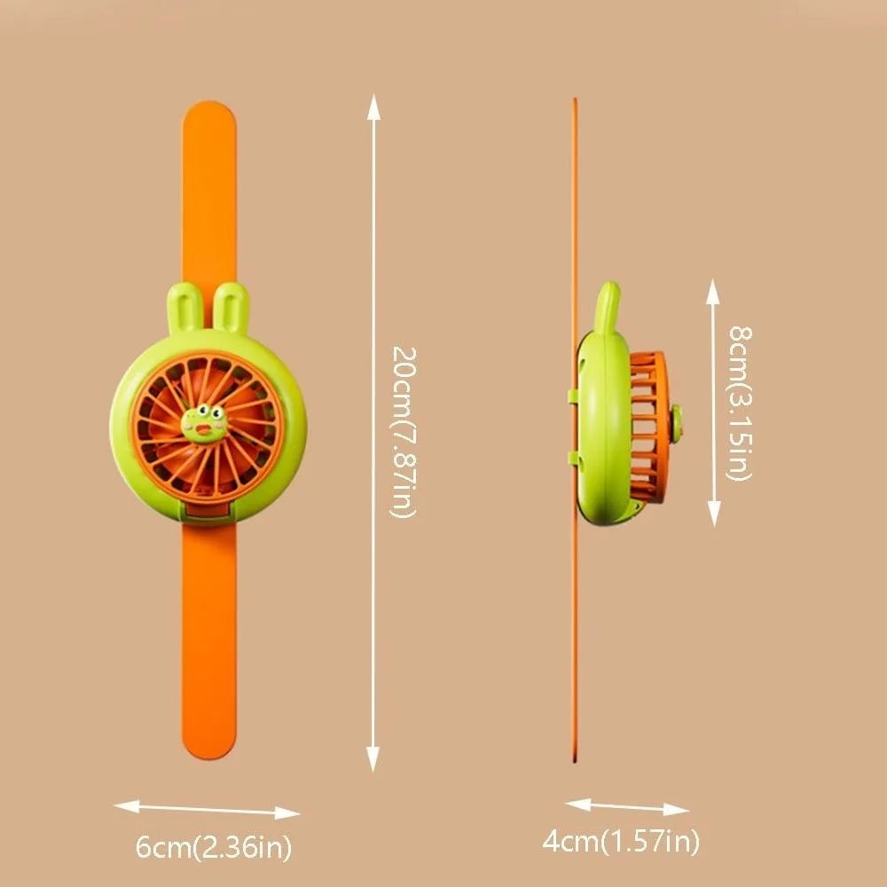 Handheld Mini Fan Mini Kids Wearable Fan Soft 3 Speeds Cartoon Watch Design Fan USB Rechargeable Watch Toy Bracelet Fan Children
