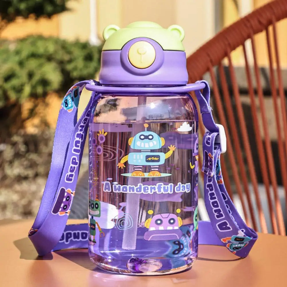 Cute Kids Water Bottle with Straw Free BPA Leakproof Outdoor Portable Children's Cups