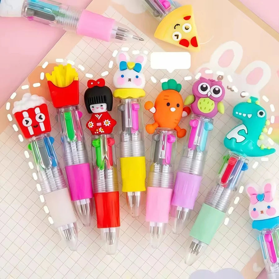 5-20 Pcs Cute Cartoon Four-color Pen for Kids Birthday Kindergarten