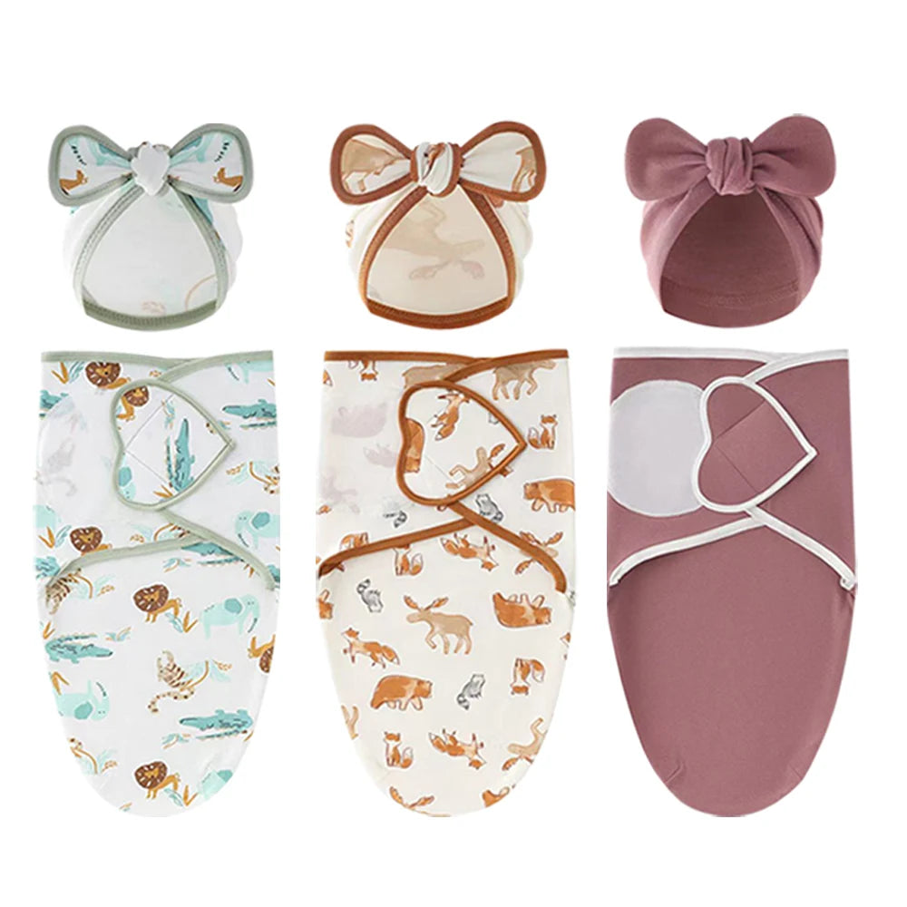 0-6 Months Baby Swaddle and Hat Set