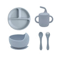 5pcs Silicone Baby Feeding Set BPA Free Sucker Bowl Dinning Dishes
