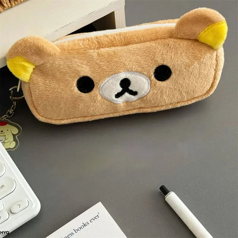 Kawaii Rilakkuma Pencil Cases For Kids Girls Cute Cartoon Bear Pencil Pouch Organizer