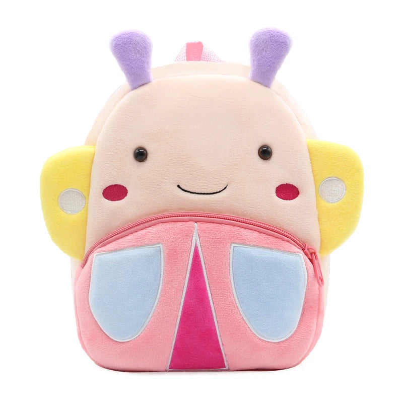 Girls School Backpack Cute Pink Butterfly Kids Plush Backpack Kindergarten School Bag
