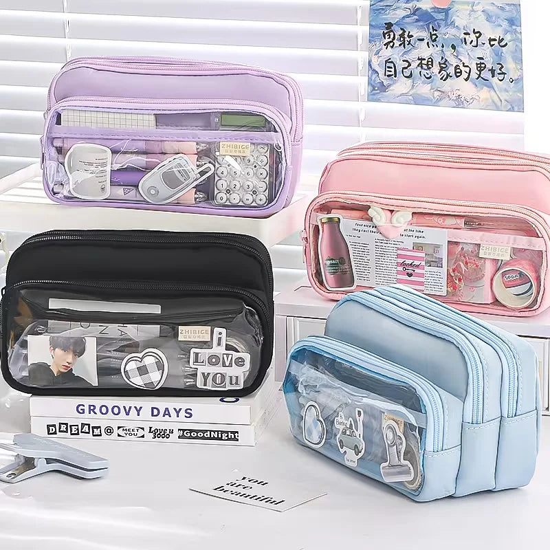 Pencil case, large size, fashionable design, multi-functional storage bag, student stationery bag