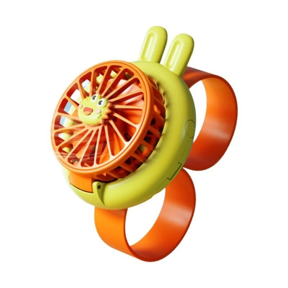 Handheld Mini Fan Mini Kids Wearable Fan Soft 3 Speeds Cartoon Watch Design Fan USB Rechargeable Watch Toy Bracelet Fan Children