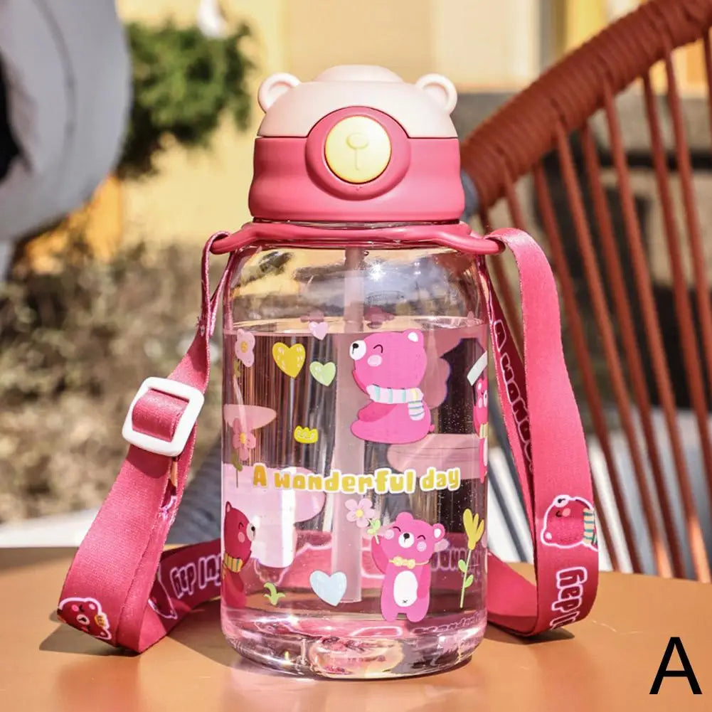 Cute Kids Water Bottle with Straw