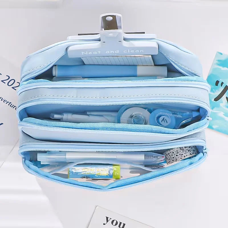 Pencil case, large size, fashionable design, multi-functional storage bag, student stationery bag